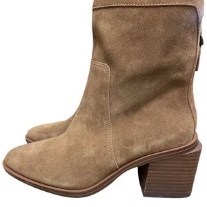 Vince Camuto Women's Kortimy Nutmeg Water Repellent Suede Mid Shaft Boots 7